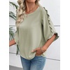 image:imageEVALESS Womens 34 Sleeve Tops Dressy Casual Blouses Ruffle Shirts  Soft Polyester Blouse Fabric Crewneck Ruffle Sleeve Shirts Business Casual Tops for Fall WorkSage Green