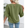 image:imageEVALESS Womens 34 Sleeve Tops Dressy Casual Blouses Ruffle Shirts  Soft Polyester Blouse Fabric Crewneck Ruffle Sleeve Shirts Business Casual Tops for Fall WorkWoodland Green