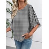 image:imageEVALESS Womens 34 Sleeve Tops Dressy Casual Blouses Ruffle Shirts  Soft Polyester Blouse Fabric Crewneck Ruffle Sleeve Shirts Business Casual Tops for Fall WorkZ Black