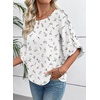image:imageEVALESS Womens 34 Sleeve Tops Dressy Casual Blouses Ruffle Shirts  Soft Polyester Blouse Fabric Crewneck Ruffle Sleeve Shirts Business Casual Tops for Fall WorkWhite  Ditsy Floral