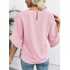 image:imageEVALESS Womens 34 Sleeve Tops Dressy Casual Blouses Ruffle Shirts  Soft Polyester Blouse Fabric Crewneck Ruffle Sleeve Shirts Business Casual Tops for Fall WorkYoung Pink