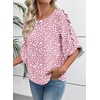 image:imageEVALESS Womens 34 Sleeve Tops Dressy Casual Blouses Ruffle Shirts  Soft Polyester Blouse Fabric Crewneck Ruffle Sleeve Shirts Business Casual Tops for Fall WorkZ Pink