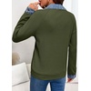image:imageEVALESS Womens Sweatshirt Waffle Knit Denim Patchwork Long Sleeve Tops  Button Up Jean Shirts 2026 Fashion Fall Clothes Sweatshirts for Women Casual Pullover BlousesJungle Green