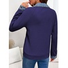 image:imageEVALESS Womens Sweatshirt Waffle Knit Denim Patchwork Long Sleeve Tops  Button Up Jean Shirts 2026 Fashion Fall Clothes Sweatshirts for Women Casual Pullover BlousesDark Blue