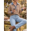 image:imageEVALESS Womens Sweatshirt Waffle Knit Denim Patchwork Long Sleeve Tops  Button Up Jean Shirts 2026 Fashion Fall Clothes Sweatshirts for Women Casual Pullover BlousesKhaki
