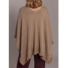 image:imageEVALESS Womens Lightweight Knit Poncho Sweater Elegant Ruffle Hem Fall Tops  Wool Blend Boat Neck Pullover Top Ladies Casual Warm Winter Outfits Airplane Shawl Wrap Formal Evening Dresses AccessoriesDark Brown