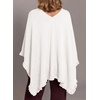 image:imageEVALESS Womens Lightweight Knit Poncho Sweater Elegant Ruffle Hem Fall Tops  Wool Blend Boat Neck Pullover Top Ladies Casual Warm Winter Outfits Airplane Shawl Wrap Formal Evening Dresses AccessoriesWhite