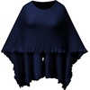 image:imageEVALESS Womens Lightweight Knit Poncho Sweater Elegant Ruffle Hem Fall Tops  Wool Blend Boat Neck Pullover Top Ladies Casual Warm Winter Outfits Airplane Shawl Wrap Formal Evening Dresses AccessoriesDark Blue