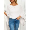 image:imageEVALESS Womens Lightweight Knit Poncho Sweater Elegant Ruffle Hem Fall Tops  Wool Blend Boat Neck Pullover Top Ladies Casual Warm Winter Outfits Airplane Shawl Wrap Formal Evening Dresses AccessoriesWhite