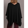 image:imageEVALESS Womens Lightweight Knit Poncho Sweater Elegant Ruffle Hem Fall Tops  Wool Blend Boat Neck Pullover Top Ladies Casual Warm Winter Outfits Airplane Shawl Wrap Formal Evening Dresses AccessoriesBlack