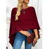 image:imageEVALESS Womens Lightweight Knit Poncho Sweater Elegant Ruffle Hem Fall Tops  Wool Blend Boat Neck Pullover Top Ladies Casual Warm Winter Outfits Airplane Shawl Wrap Formal Evening Dresses AccessoriesBurgundy
