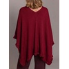 image:imageEVALESS Womens Lightweight Knit Poncho Sweater Elegant Ruffle Hem Fall Tops  Wool Blend Boat Neck Pullover Top Ladies Casual Warm Winter Outfits Airplane Shawl Wrap Formal Evening Dresses AccessoriesBurgundy