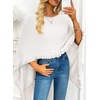 image:imageEVALESS Womens Lightweight Knit Poncho Sweater Elegant Ruffle Hem Fall Tops  Wool Blend Boat Neck Pullover Top Ladies Casual Warm Winter Outfits Airplane Shawl Wrap Formal Evening Dresses AccessoriesWhite