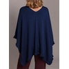 image:imageEVALESS Womens Lightweight Knit Poncho Sweater Elegant Ruffle Hem Fall Tops  Wool Blend Boat Neck Pullover Top Ladies Casual Warm Winter Outfits Airplane Shawl Wrap Formal Evening Dresses AccessoriesDark Blue