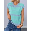image:imageEVALESS Womens Striped Short Sleeve Knit Sweater Top  Crew Neck SweatersCap Sleeve PulloverRelax Fit Soft Color BlockFall Outfits Business CasualLayered Blouses or T ShirtsSky Blue