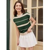 image:imageEVALESS Womens Striped Short Sleeve Knit Sweater Top  Crew Neck SweatersCap Sleeve PulloverRelax Fit Soft Color BlockFall Outfits Business CasualLayered Blouses or T ShirtsGreen
