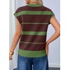 image:imageEVALESS Womens Striped Short Sleeve Knit Sweater Top  Crew Neck SweatersCap Sleeve PulloverRelax Fit Soft Color BlockFall Outfits Business CasualLayered Blouses or T ShirtsDark Green