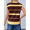 image:imageEVALESS Womens Striped Short Sleeve Knit Sweater Top  Crew Neck SweatersCap Sleeve PulloverRelax Fit Soft Color BlockFall Outfits Business CasualLayered Blouses or T ShirtsYellow