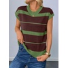 image:imageEVALESS Womens Striped Short Sleeve Knit Sweater Top  Crew Neck SweatersCap Sleeve PulloverRelax Fit Soft Color BlockFall Outfits Business CasualLayered Blouses or T ShirtsDark Green