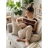 image:imageEVALESS Womens Striped Short Sleeve Knit Sweater Top  Crew Neck SweatersCap Sleeve PulloverRelax Fit Soft Color BlockFall Outfits Business CasualLayered Blouses or T ShirtsApricot