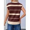 image:imageEVALESS Womens Striped Short Sleeve Knit Sweater Top  Crew Neck SweatersCap Sleeve PulloverRelax Fit Soft Color BlockFall Outfits Business CasualLayered Blouses or T ShirtsApricot