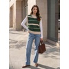 image:imageEVALESS Womens Striped Short Sleeve Knit Sweater Top  Crew Neck SweatersCap Sleeve PulloverRelax Fit Soft Color BlockFall Outfits Business CasualLayered Blouses or T ShirtsGreen