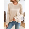image:imageEVALESS Womens Sweaters Wool Blend Crew Neck Long Sleeve Knit Tops  Fall SweatersLightweight Soft Cozy PulloverHollow Out Ruffle CuffsBusiness Casual Work Office Travel Teacher OutfitsApricot