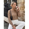 image:imageEVALESS Womens Sweaters Wool Blend Crew Neck Long Sleeve Knit Tops  Fall SweatersLightweight Soft Cozy PulloverHollow Out Ruffle CuffsBusiness Casual Work Office Travel Teacher OutfitsChestnut