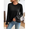 image:imageEVALESS Womens Sweaters Wool Blend Crew Neck Long Sleeve Knit Tops  Fall SweatersLightweight Soft Cozy PulloverHollow Out Ruffle CuffsBusiness Casual Work Office Travel Teacher OutfitsBlack