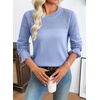 image:imageEVALESS Womens Sweaters Wool Blend Crew Neck Long Sleeve Knit Tops  Fall SweatersLightweight Soft Cozy PulloverHollow Out Ruffle CuffsBusiness Casual Work Office Travel Teacher OutfitsLight Blue