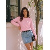 image:imageEVALESS Womens Sweaters Wool Blend Crew Neck Long Sleeve Knit Tops  Fall SweatersLightweight Soft Cozy PulloverHollow Out Ruffle CuffsBusiness Casual Work Office Travel Teacher OutfitsPink