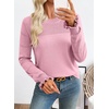 image:imageEVALESS Womens Sweaters Wool Blend Crew Neck Long Sleeve Knit Tops  Fall SweatersLightweight Soft Cozy PulloverHollow Out Ruffle CuffsBusiness Casual Work Office Travel Teacher OutfitsPink