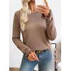 image:imageEVALESS Womens Sweaters Wool Blend Crew Neck Long Sleeve Knit Tops  Fall SweatersLightweight Soft Cozy PulloverHollow Out Ruffle CuffsBusiness Casual Work Office Travel Teacher OutfitsChestnut