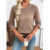 image:imageEVALESS Womens Sweaters Wool Blend Crew Neck Long Sleeve Knit Tops  Fall SweatersLightweight Soft Cozy PulloverHollow Out Ruffle CuffsBusiness Casual Work Office Travel Teacher OutfitsChestnut