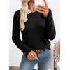 image:imageEVALESS Womens Sweaters Wool Blend Crew Neck Long Sleeve Knit Tops  Fall SweatersLightweight Soft Cozy PulloverHollow Out Ruffle CuffsBusiness Casual Work Office Travel Teacher OutfitsBlack