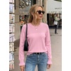 image:imageEVALESS Womens Sweaters Wool Blend Crew Neck Long Sleeve Knit Tops  Fall SweatersLightweight Soft Cozy PulloverHollow Out Ruffle CuffsBusiness Casual Work Office Travel Teacher OutfitsPink