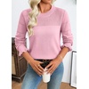 image:imageEVALESS Womens Sweaters Wool Blend Crew Neck Long Sleeve Knit Tops  Fall SweatersLightweight Soft Cozy PulloverHollow Out Ruffle CuffsBusiness Casual Work Office Travel Teacher OutfitsPink