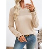 image:imageEVALESS Womens Sweaters Wool Blend Crew Neck Long Sleeve Knit Tops  Fall SweatersLightweight Soft Cozy PulloverHollow Out Ruffle CuffsBusiness Casual Work Office Travel Teacher OutfitsApricot