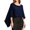 image:imageEVALESS Womens Lightweight Knit Poncho Sweater Elegant Ruffle Hem Fall Tops  Wool Blend Boat Neck Pullover Top Ladies Casual Warm Winter Outfits Airplane Shawl Wrap Formal Evening Dresses AccessoriesDark Blue
