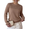 image:imageEVALESS Womens Sweaters Wool Blend Crew Neck Long Sleeve Knit Tops  Fall SweatersLightweight Soft Cozy PulloverHollow Out Ruffle CuffsBusiness Casual Work Office Travel Teacher OutfitsChestnut