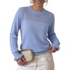 image:imageEVALESS Womens Sweaters Wool Blend Crew Neck Long Sleeve Knit Tops  Fall SweatersLightweight Soft Cozy PulloverHollow Out Ruffle CuffsBusiness Casual Work Office Travel Teacher OutfitsLight Blue